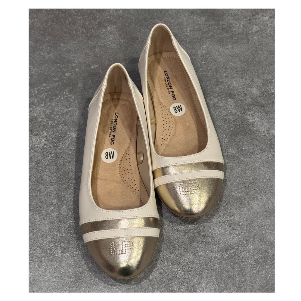 London Fog - Women's Flats - Size 8 - Cream & Gold